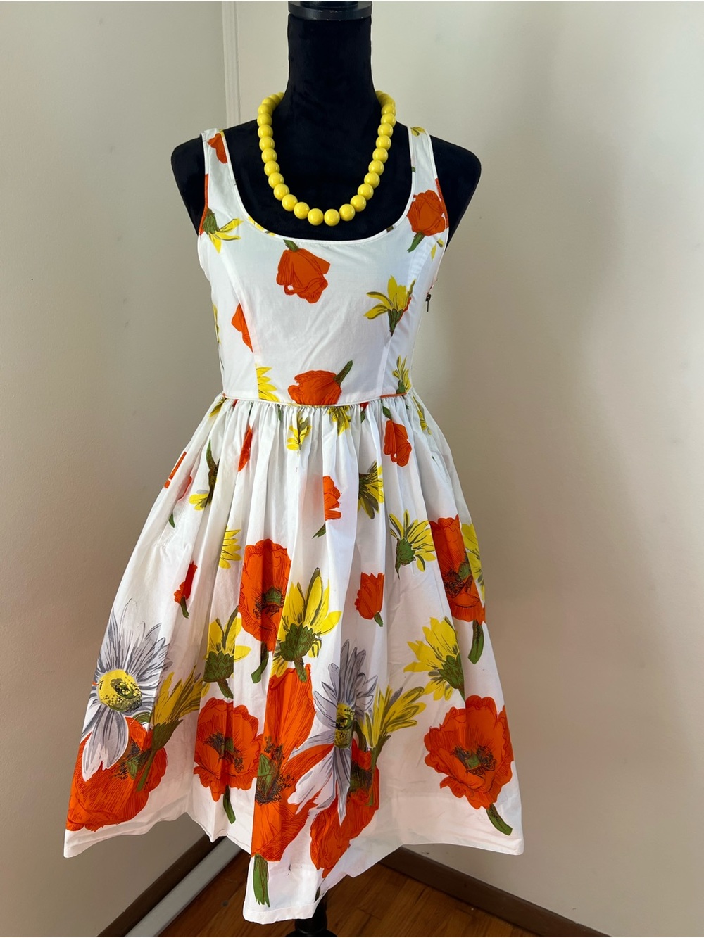 Moulinette Soeurs Homegrown Poppies Orange & Yellow Floral Print Dress